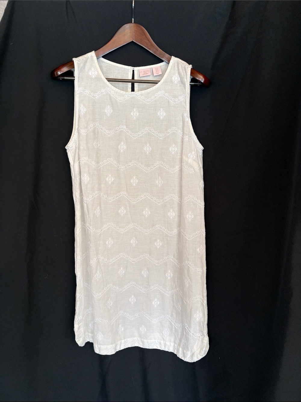 St. Tropez Cream Embroidered Sleeveless Slip Dress